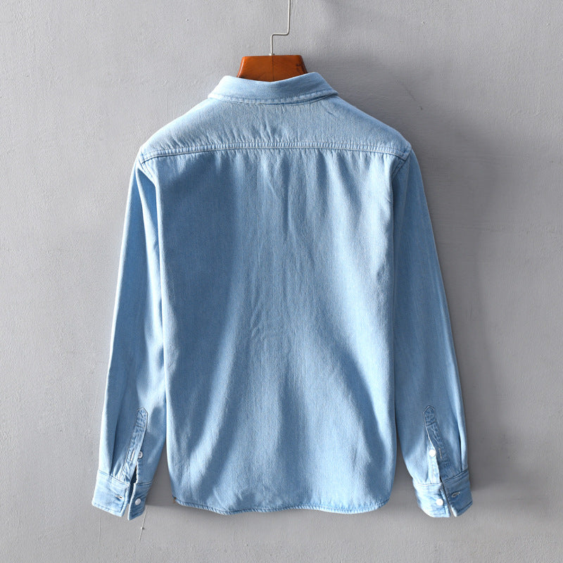 Plush Denim Long Sleeved Shirt Korean Loose Casual Cotton Shirt Jacket