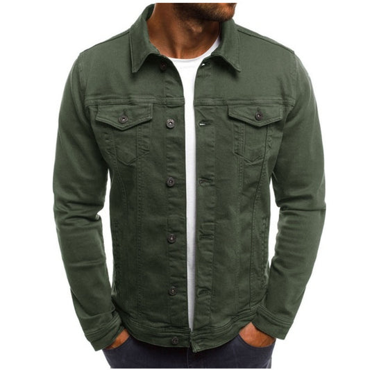 Slim-fit buttoned workwear mens jacket